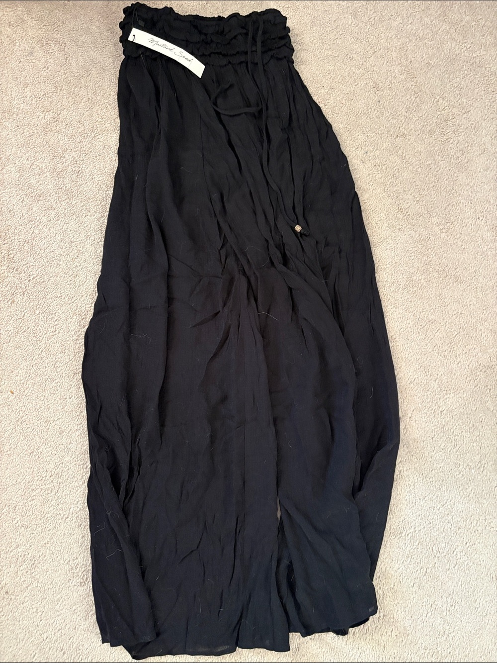 Mustard Seed Black Wide-Leg Drawstring Jumpsuit with matching top